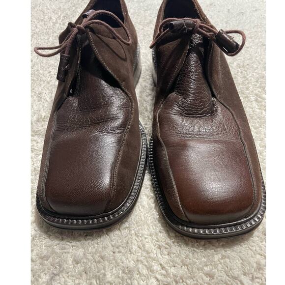 Avventura Derby Loafers Square Toe 9 M Suede Lace Up Shoes Brown Handmade Spain - Picture 4 of 14